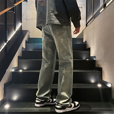 美式高街牛仔裤男女潮牌个性显高ins休闲裤B381-1/756P58，男装牛仔裤，电商B381-1