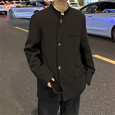 A721-P68高级感痞帅西装外套设计感金属扣垫肩西服中山装夹克，男装衬衫，星座512-6