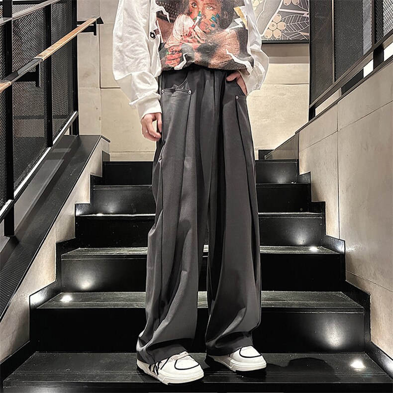 2024春季新款垂感宽松休闲裤设计感阔腿西装裤男 现货 K7685-P42图片