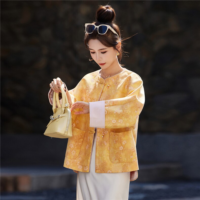 中式2026年春季宽松立体贴袋春秋短外套，女装短外套，靓衣阁