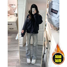 现货高品质美式高街重磅刺绣座山雕大毛毛领棉衣男女加厚棉服外套，男装棉衣，电商A486