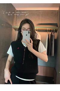 女士小马刺绣V领扭花马甲2025年秋季图片