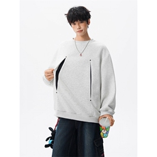 WY10152-特P45控78小众撞色拼接破缝假两件大码男大码情侣卫衣，男装卫衣，电商A059