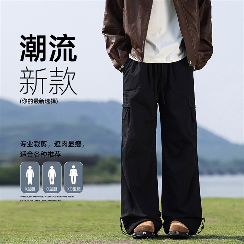 美式酷飒风工装裤新款宽松直筒阔腿潮牌裤子简约K02539-P65,男装工装外套,星座308B-2
