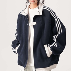 抖音得物品质秋冬美式高街重磅结构拼接织带翻领卫衣夹克外套W113，男装夹克，电商A486-1
