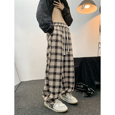 宽松阔腿重磅休闲裤格子拖地裤K0848-P48，男装休闲裤，星座308B-2