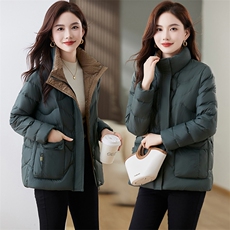 红色轻薄羽绒服女短款2025冬季新款高端洋气减龄妈妈立领保暖外套，女装羽绒服，魅影