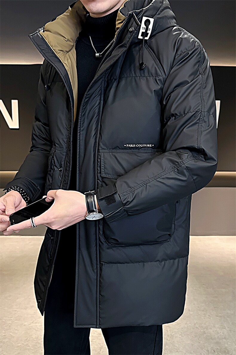 B3533978P245黑2024年连帽冬季新款男长款羽,男装棉衣,电商B353