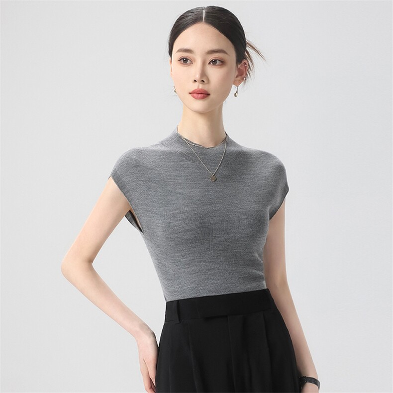 简约时尚无袖女士春季新款宽松遮肚百搭坎肩打底背心,针织衫/毛衣,清联羊绒