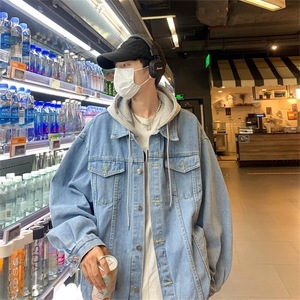 爆爆 2025春男士连帽牛仔宽松外套百搭牛仔夹克JK780-P76 控价98图片