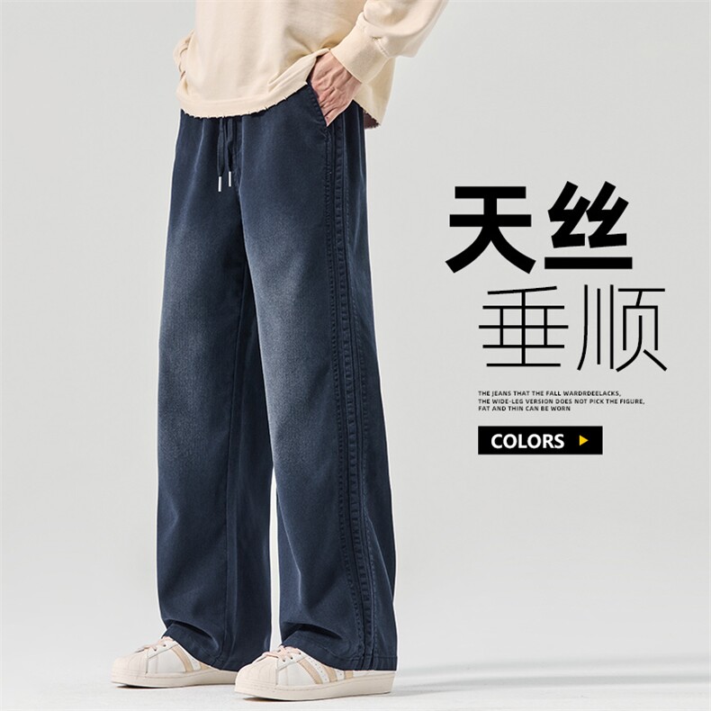 2025莱赛尔天丝垂感休闲裤男士秋冬款潮流宽松直筒长裤Z2578-P45图片