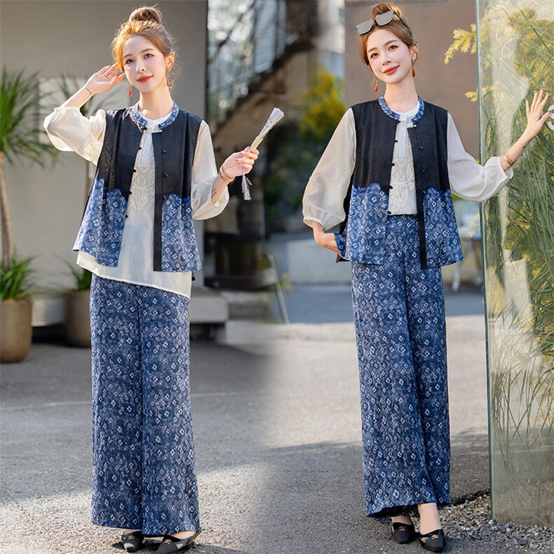 晒谷场家480257！100桑蚕丝青花瓷景泰蓝龟裂纹提花立袖马甲坎肩，女装套装/套裙，利佳可人