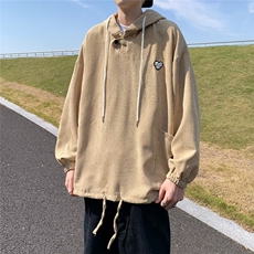 秋季潮连帽(不可脱卸)男2022休闲套头纯色直筒潮流卫衣W5527-P38，男装卫衣，星座512-2