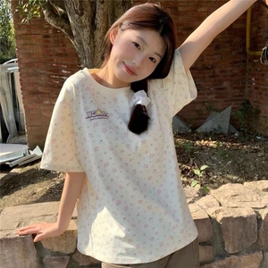 H0503-p30 甜美碎花短袖发泡印花t恤女夏图片