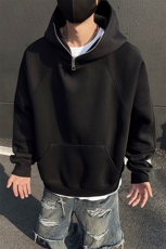 重磅boxy短款全棉450克拉链连帽卫衣短宽套头外套男RH5314-P53，女装短外套，星座610B-1