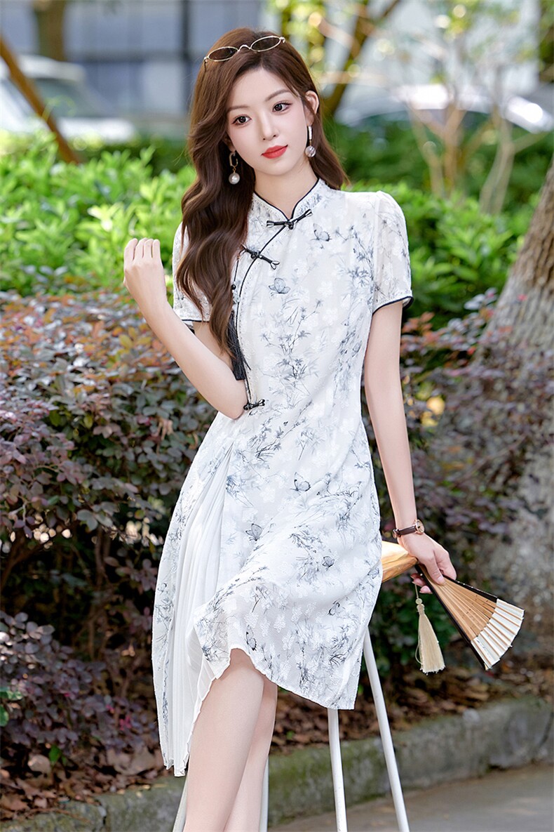梦依缘2025年夏风旗袍式连衣裙,女装连衣裙,梦依缘