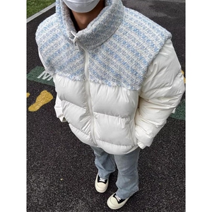 潮高级感针织拼接立领羽绒棉服加厚小众情侣面包服Y321-P88网图图片