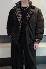 冬季新款高级休闲格子拼接立领棉衣保暖棉服男M212-P158(档口图，男装棉衣，电商B267