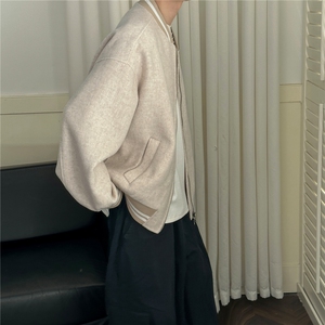 现货羊毛呢料外套男宽松休闲棒球服A351-AJ2641-P115控188图片