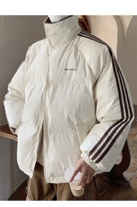 主推港风摇粒绒拼接情侣装棉衣宽松棉服男女冬装外套G1072P118，男装棉衣，电商A339