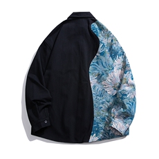 1白底风花型大码M-5XL情侣女潮长袖衬衫男CS7714P60控88，男装衬衫，星座226-2