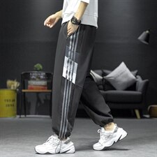 男裤子潮牌ins宽松条纹大码宽松青少年男士休闲长裤HY3052-P30，男装休闲裤，电商A128