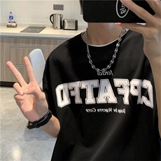 潮牌圆领短袖T恤夏季新款宽松字母印花纯棉休闲JT7P35，男装T恤，星座1116-2