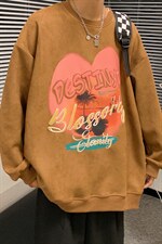 2025秋装发泡印花麂皮绒爱心情侣卫衣外套宽松上衣G1020P58男，女装短外套，电商A339