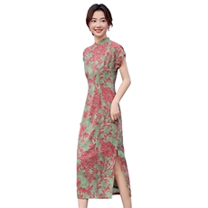 旗袍女新中式2025新款夏季复古高端无袖日常中高考中长款连衣裙女，女装连衣裙，利佳可人