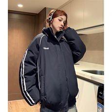 中性风冬装港风条纹织带棉服棉衣休闲加厚外套男女G1107P118，男装棉衣，电商A339