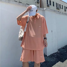 套装男短袖上衣港风2021夏季新款POLO衫五分裤潮流ins帅W808-P42，男装休闲套装，星座412-2