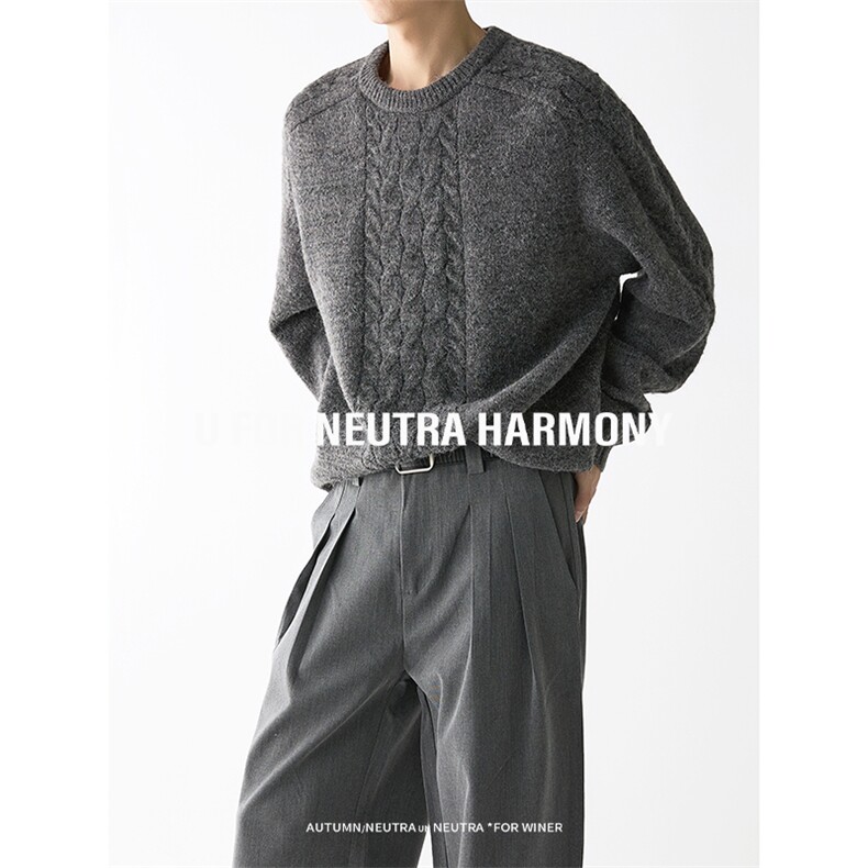 港风文艺风休闲百搭款上衣立体编织感设计感毛衣HY830TP45无差价，男装针织衫/毛衣，电商A102B