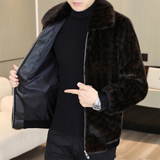 冬季加厚仿水貂绒男士翻领大码毛呢夹克外套X211-P115，男装毛呢大衣，星座310B-3