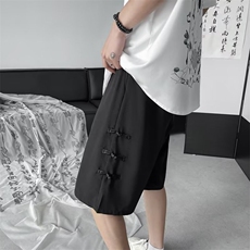 新中式风盘扣裤子男款春夏潮牌宽松阔腿休闲短裤子D5502-P33，男装牛仔裤，星座308B-2