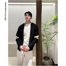 秋冬新款立领拼色条纹针织拉链衫外套潮流时尚简约毛衣外套男，男装针织衫/毛衣，星座506A
