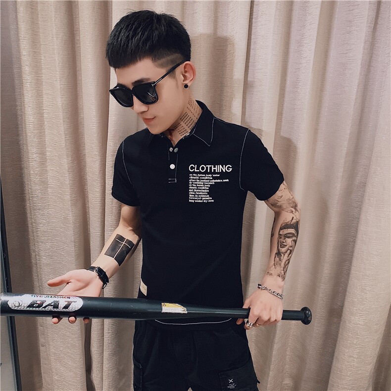 夏季款刺绣短袖T恤社会精神小伙潮男半袖POLO小衫C301B-PL02,男装Polo衫,电商C301B