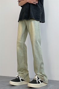现货！加大码弹力排扣牛仔裤泥黄纯色长裤 310A-2 BK330 P60 控78图片
