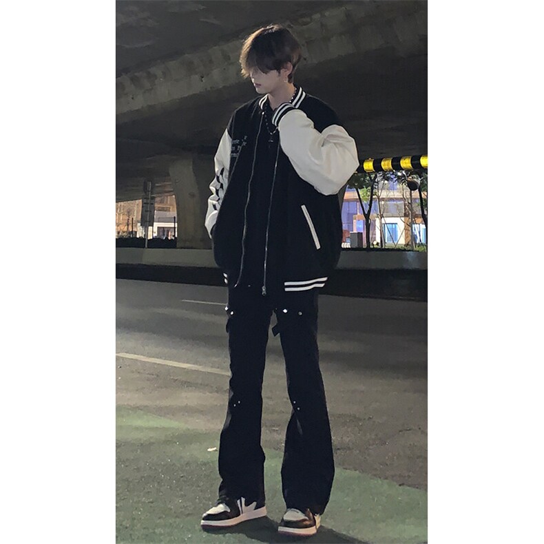 美式交叉绑带伐木裤微喇牛仔裤KZ05-P55,男装牛仔裤,星座310A-4