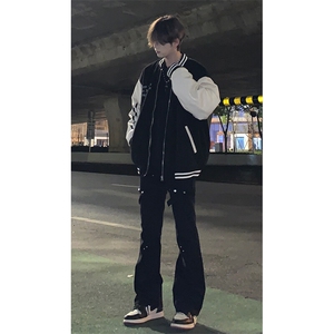 美式交叉绑带伐木裤微喇牛仔裤KZ05-P55图片