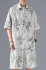 2024夏季新款港风无影墙大码冰丝衬衫套装M-5XHQ24503-特P50，男装休闲套装，电商A022