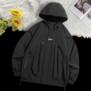 连帽冲锋衣情侣外套防风防水登山服夹克男港风平铺JH-JK745-P50图片
