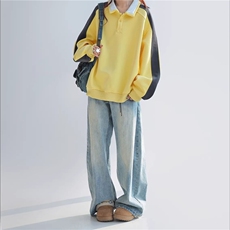 WY848-P55-450克重磅美式学院风拼接卫衣2026春季新款情侣卫衣，男装卫衣，星座1811B