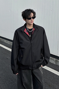 8XL-M美式复古棒球服外套男特大码潮牌双拉链立领夹克衫JK005P85图片