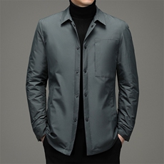 纯色羽绒服冬季新款休闲外套中年爸爸装翻领上衣YYYR922-P290，男装羽绒服，电商B212（原钱塘6029）