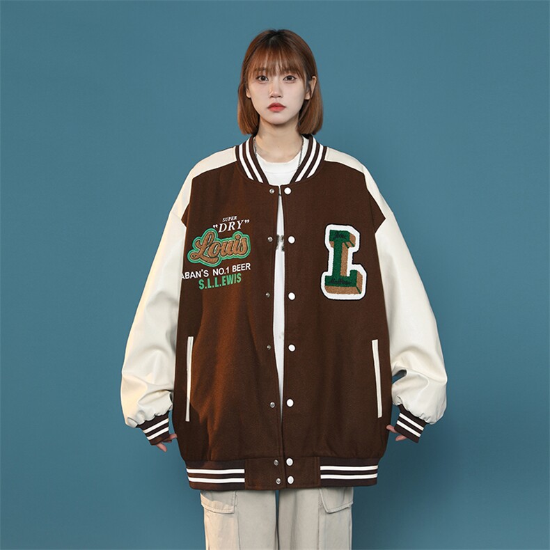 中性风上衣夹克宽松落肩拼色棒球服外套XZ214-8JK710-P78,男装夹克,星座1204-3