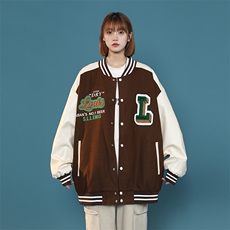 中性风上衣夹克宽松落肩拼色棒球服外套XZ214-8JK710-P78，男装夹克，星座1204-3