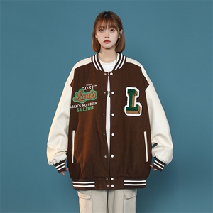 中性风上衣夹克宽松落肩拼色棒球服外套XZ214-8 JK710-P78图片