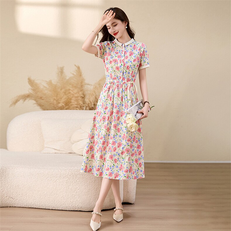 纯棉连衣裙2026夏新款衣服大码女装全棉长裙法式碎花连身裙子,女装连衣裙,倪叶myz