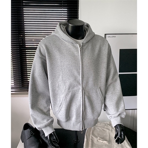 重磅全棉450克双拉链开衫连帽卫衣纯色外套男潮 RH6127-P54图片
