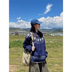 百搭简约气质时尚日系新款流行慵懒ins原宿文艺长袖毛衣潮流图片